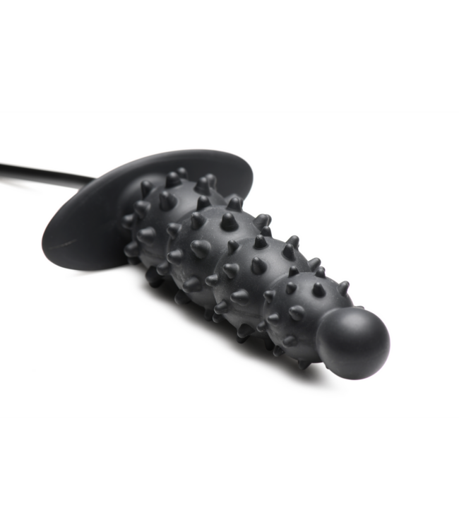 XR Brands Opblaasbare Anale Plug Met Noppen En Geleidelijk Rekken 76,2 cm Zwart