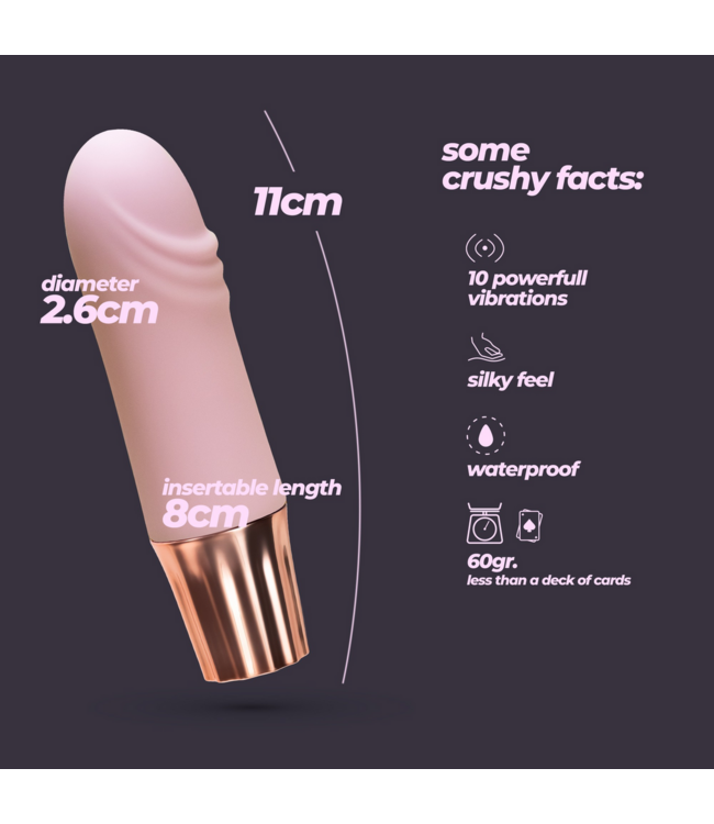 Crushious Mellow Waves Pink Mini Vibrator – 10 Settings, Soft Silicone Pleasure