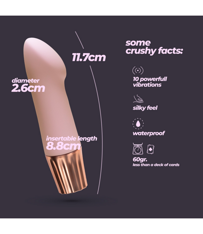 Crushious Mellow Mini G-Spot Vibrator - Pink, 10 Vibration Settings, Silicone