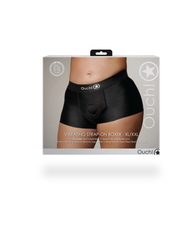 Ouch! Vibrierende Strap-On Boxershorts XL/XXL – Komfort & Stil in Schwarz