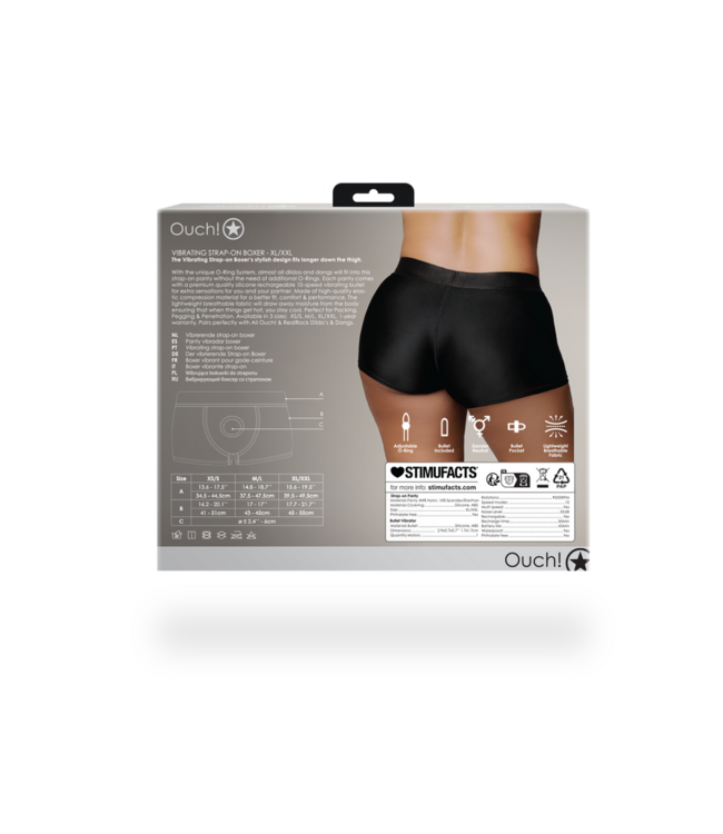 Ouch! Vibrierende Strap-On Boxershorts XL/XXL – Komfort & Stil in Schwarz