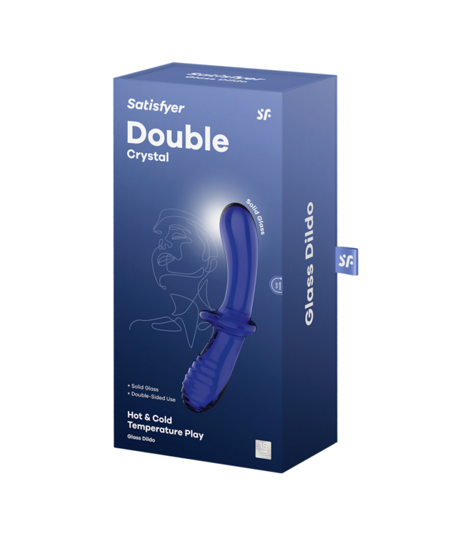 Satisfyer Satisfyer Double Crystal 20 cm Glazen Dildo Met Twee Texturen Lichtblauw