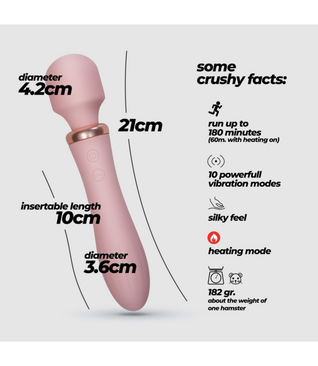 Crushious Jinx Doppelstabmassagegerät Rosa | 10 Vibrationen & Heizfunktion