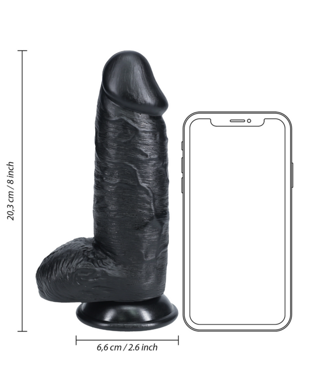 RealRock Extra Thick RealRock Dildo 16.5cm - Realistic with Suction Cup Black