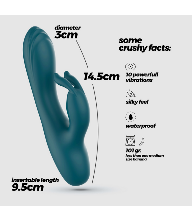 Crushious Lola Mini Rabbit Vibrator - Quiet, Powerful, Soft Silicone, 10 Settings