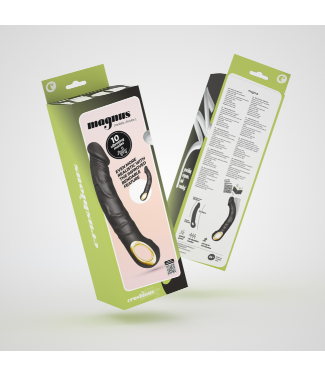 Crushious Crushious Flex 10 Standen Realistische USB-Oplaadbare Zwarte Vibrator