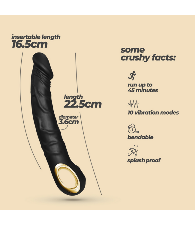 Crushious Magnus Bend Black Flexible Realistic Vibrator - 10 Powerful Settings