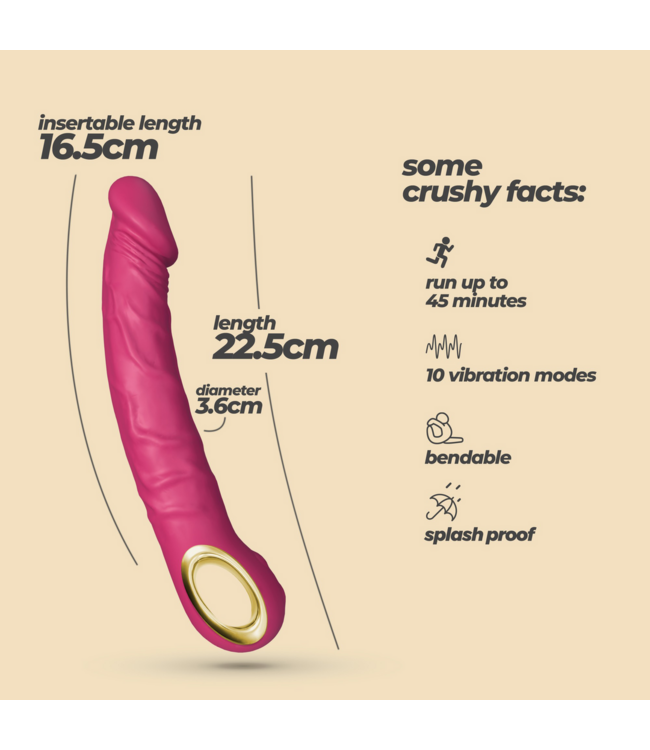 Crushious Magnus Bend Pink Flexible Vibrator | 10 Vibration Settings, Realistic Design