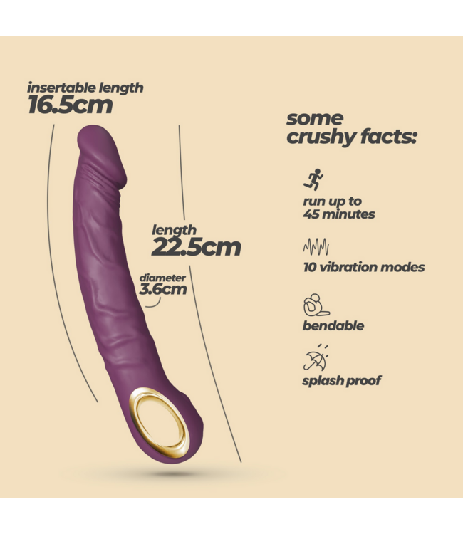 Crushious Magnus Bend Purple Vibrator | 10 Powerful Settings & Flexible Design