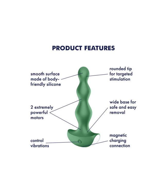 Satisfyer Satisfyer Siliconen Anale Plug 12,5 cm Groen Met 3 Oplopende Kralen En Vibratie