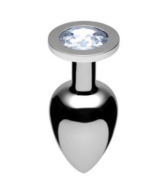 XR Brands Luxuriöser verchromter Plug mit funkelndem Edelsteingriff – 7,1 cm