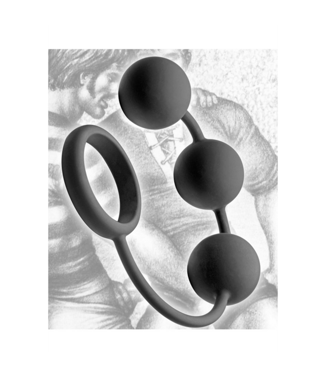 XR Brands Silicone Cock Ring with Weighted Balls for Enhanced Stimulation