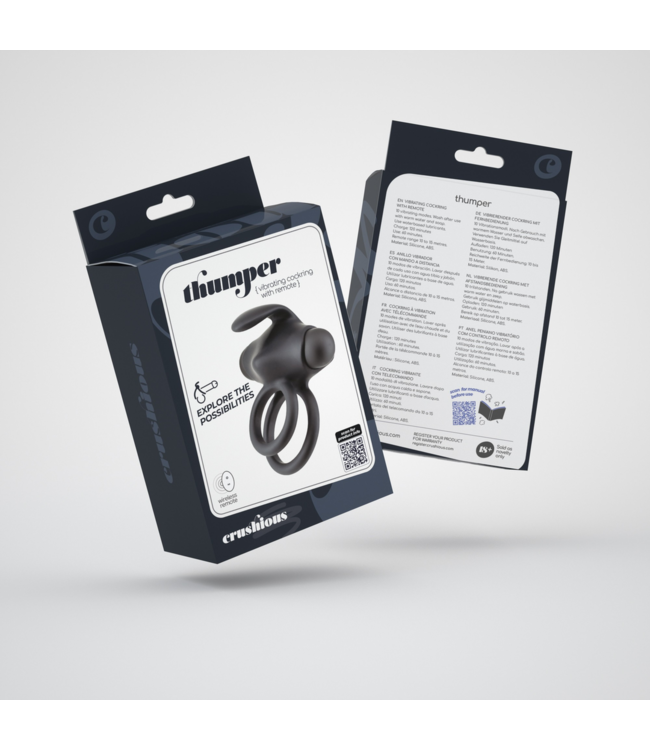 Crushious Thumper Doppelt vibrierender Cockring mit Fernbedienung – Schwarz