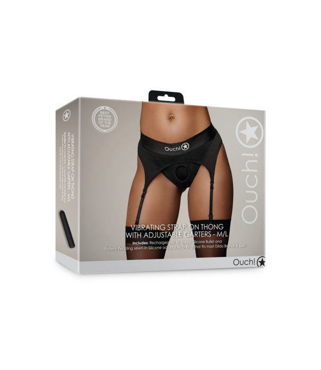 Ouch! Vibrierende Strap-On-Boxershorts M/L Schwarz – 10-Funktionen-Vibrator