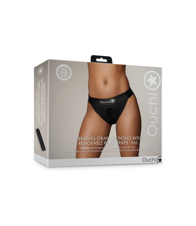 Ouch! Strap-on Boxer Met Vibrator En O-Ring Compatibiliteit M/L Zwart