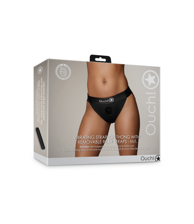 Ouch! Vibrierender Strap-on Boxerslip M/L Schwarz – Luxus & Funktionalität