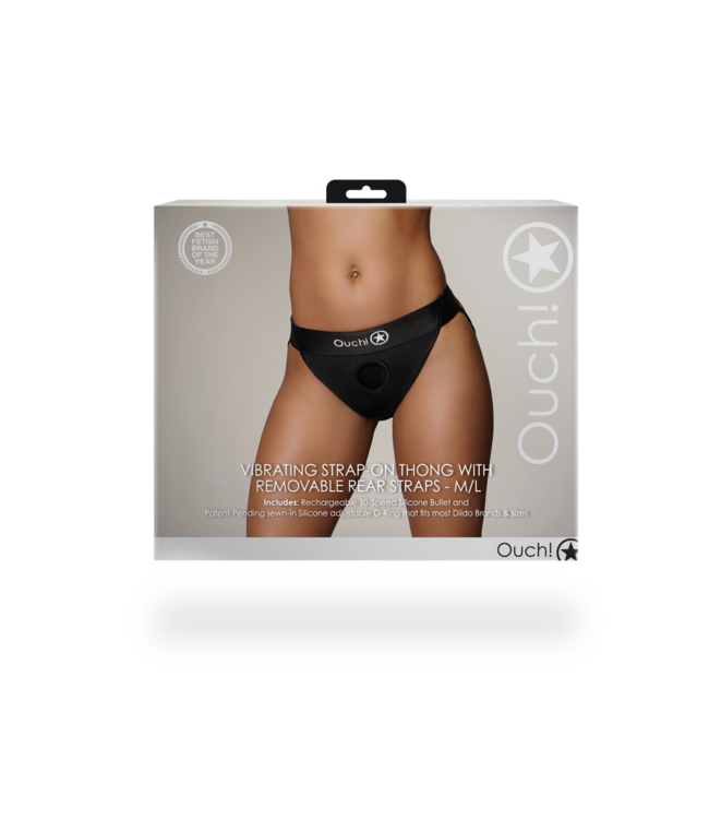 Ouch! Strap-on Boxer Met Vibrator En O-Ring Compatibiliteit M/L Zwart