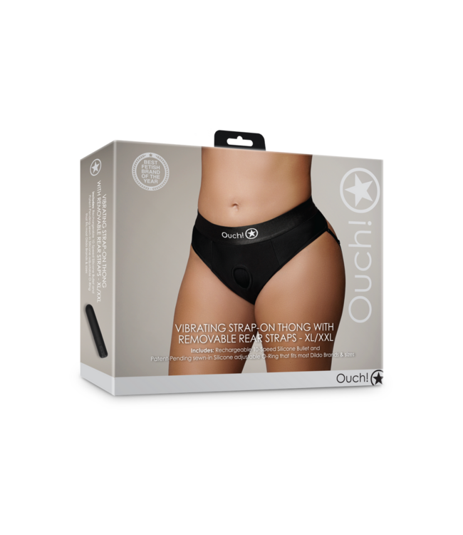 Ouch! Strap-on Boxer Met Vibrerende Bullet En O-Ring Systeem XL/XXL Zwart