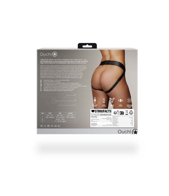 Ouch! Vibrerende Strap-On Boxer Met O-Ring Systeem En 10-Standen Bullet M/L Zwart