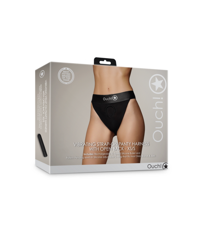Ouch! Strap-On Boxer Met Vibrator En O-Ring Systeem XS/S Zwart - Comfortabel Design