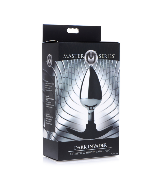 XR Brands Large Dark Intruder Anal Plug - Weighted Metal & Silicone for Intense Pleasure