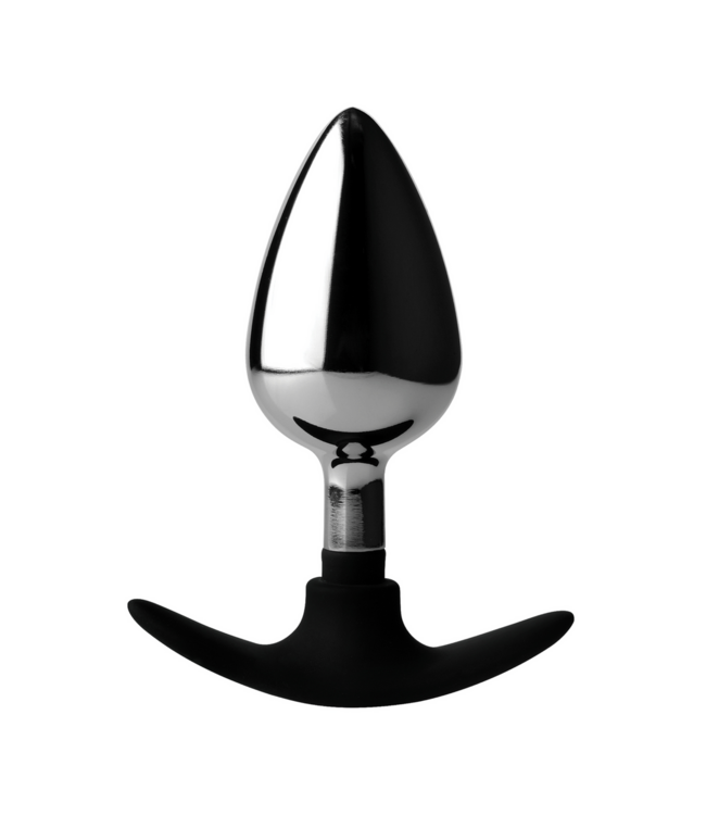 XR Brands Large Dark Intruder Anal Plug - Weighted Metal & Silicone for Intense Pleasure