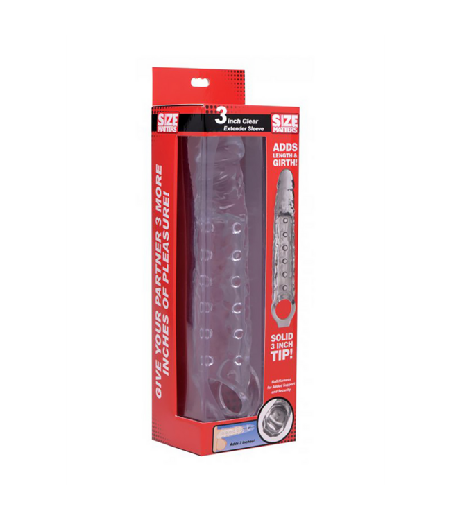 XR Brands Transparent Penis Sleeve - 3 cm Extension for Enhanced Firmness & Sensation