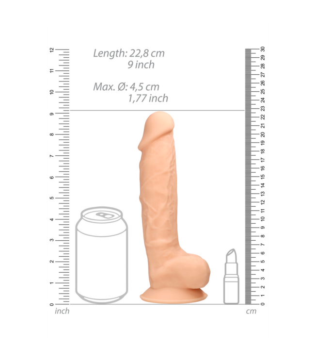 RealRock REALROCK ULTRA Siliconen Dildo met Ballen - 22,8 cm Flexibel Genot