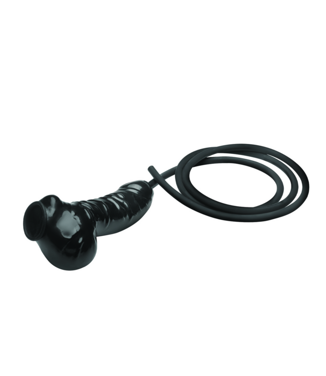 XR Brands Guzzler Realistische Penishülle mit Tube - Schwarzes Latex für Wassersport