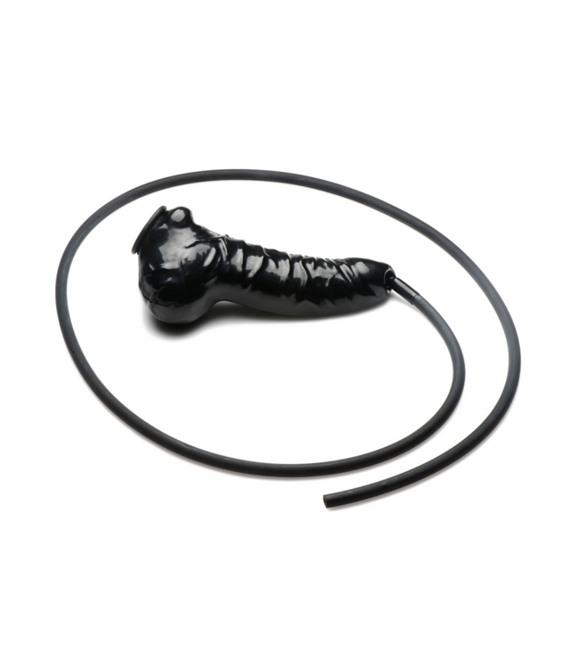 XR Brands Guzzler Realistic Penis Sheath with Tube - Safe Latex for Water Sports