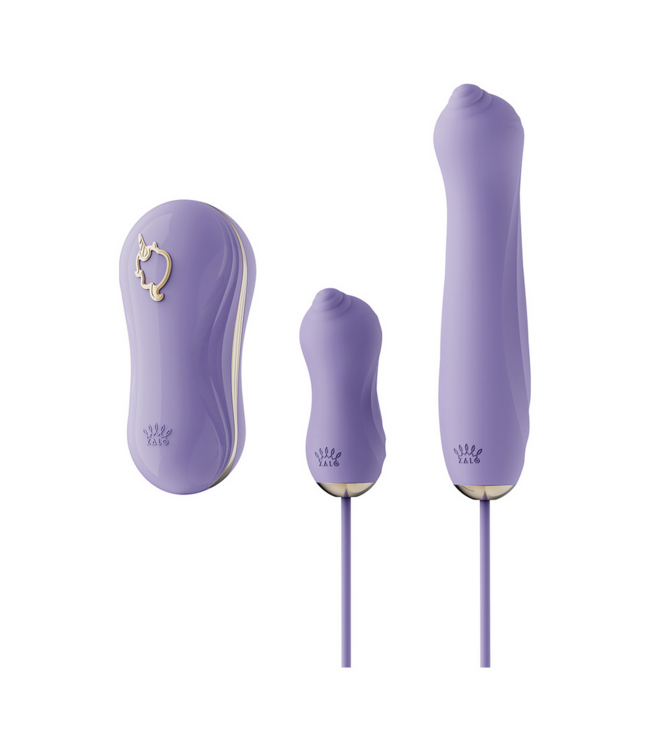 Zalo UNICORN Saugvibrator Set Lila – Pumpe & Aufsätze aus Silikon
