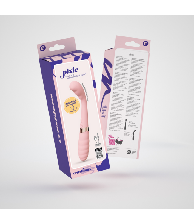 Crushious Pixie Dubbele Vibrator Roze - Waterdicht, Oplaadbaar en 10 Sensaties