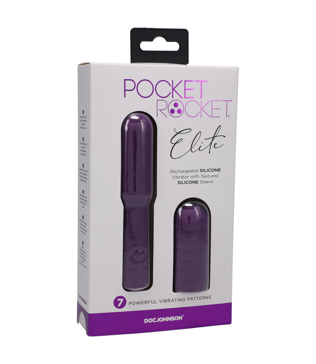 Doc Johnson Elite Pocket Rocket - Krachtige, Discrete Mini-Vibrator in Paars met Textuur