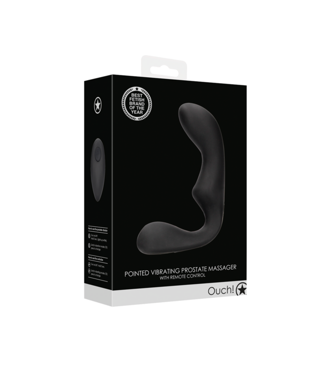 Ouch! Intense Prostaatmassager Zwart met Afstandsbediening en 10 Vibratiepatronen