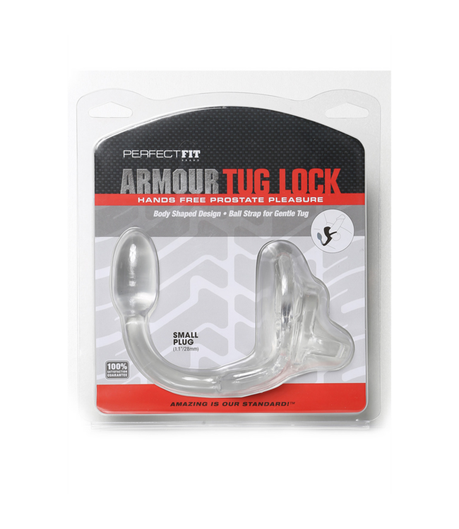 PerfectFitBrand Armour Tug Lock: Versatile Cock Ring with Ball Strap & Butt Plug - Small