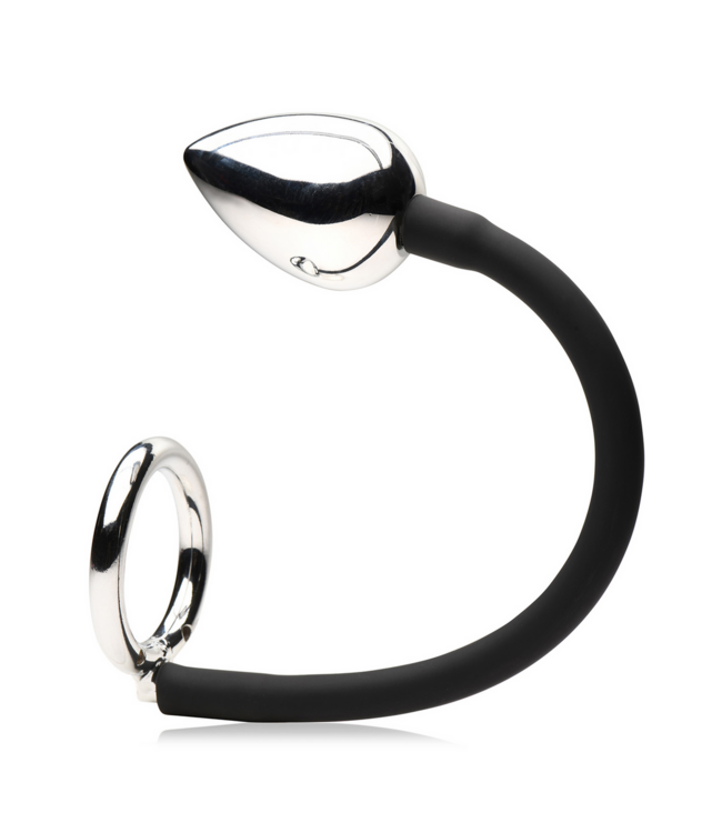 XR Brands Tug And Plug 28.5 cm - Cock Ring & Anal Plug for Ultimate Pleasure