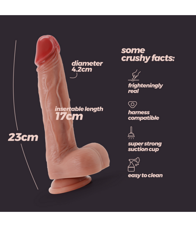 Crushious Inviktus Flexibele Vloeibare Silicoon Dildo 23 cm – Realistische Sensatie
