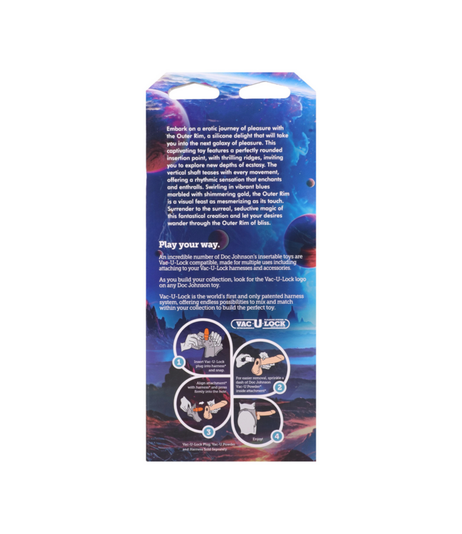 Doc Johnson Outer Rim Vibrating Silicone Toy - Blue/Gold Ecstasy Delight 21.1 cm