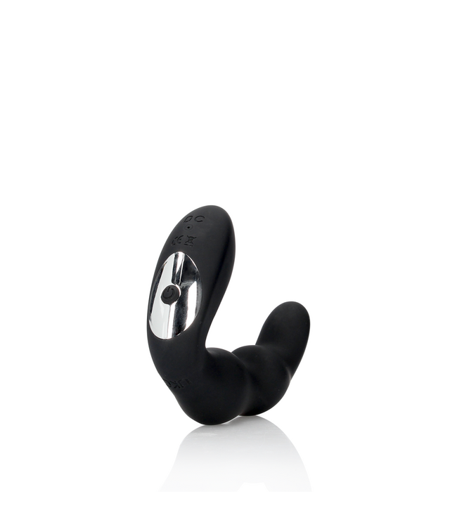 Ouch! Curved Black Silicone Prostate Massager with 10 Vibration Patterns