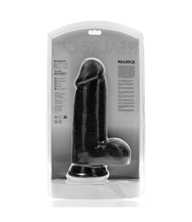 RealRock RealRock Dildo 7,6 cm – Extra dick, gerade, mit Saugnapf, schwarz