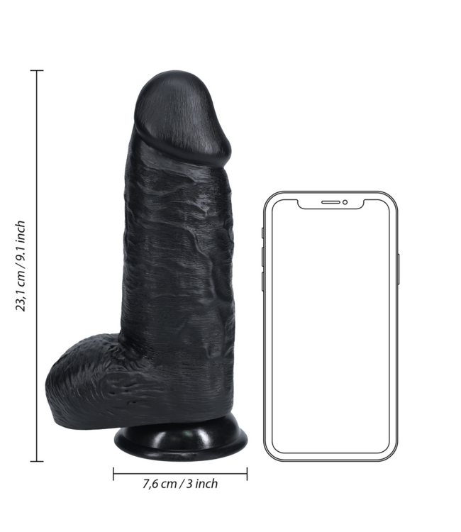 RealRock Intense RealRock Dildo - Extra Dikke 7,6 cm Zwarte Verleiding met Zuignap
