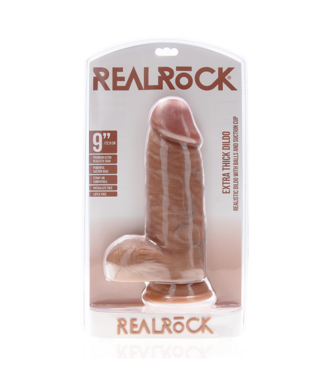 RealRock Ultra Realistische Dildo met Ballen 7,6 cm - Bruin voor Intens Genot