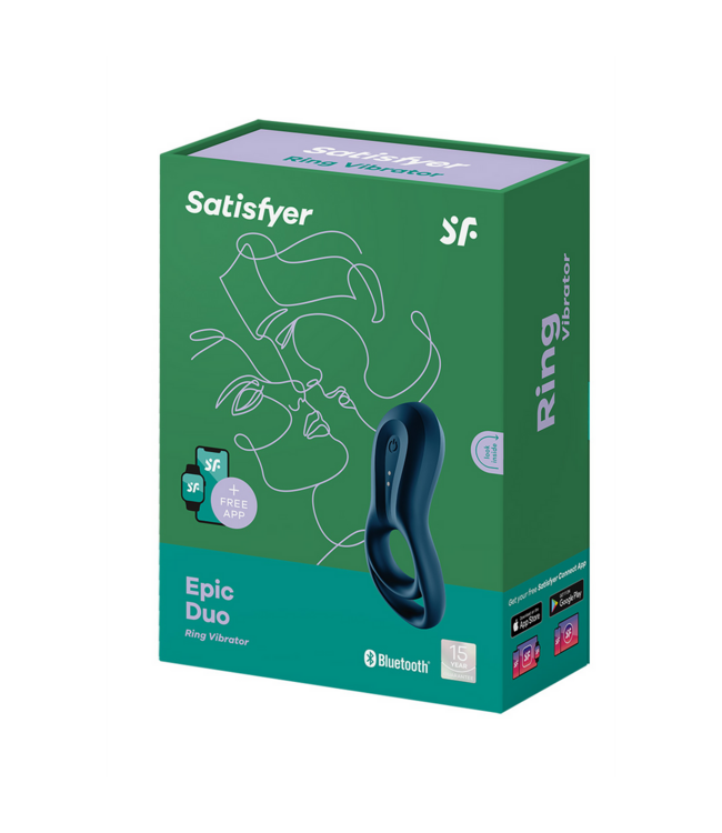 Satisfyer Epic Duo Ring - Donkerblauw Trilmiddel voor Versterkte Erecties en Genot
