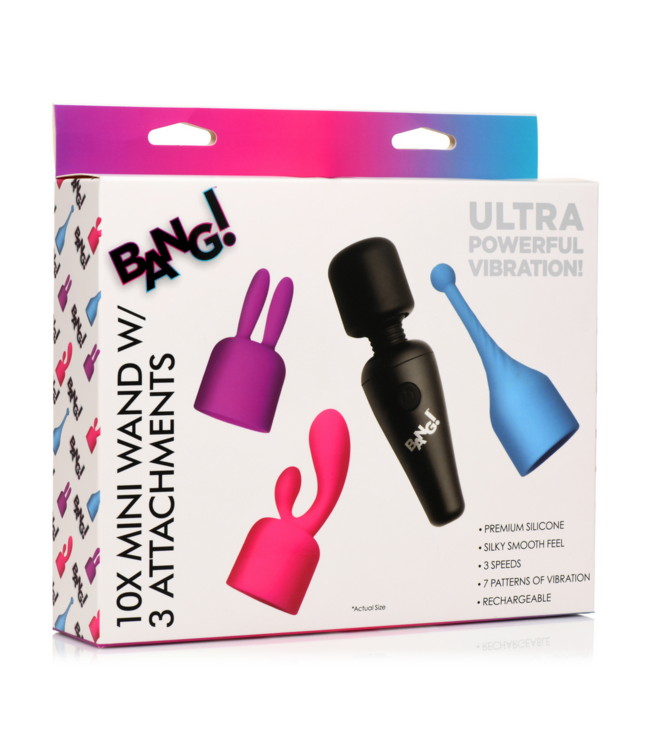 XR Brands Mini Wand Massager met 3 Unieke Opzetstukken voor Intens Genot