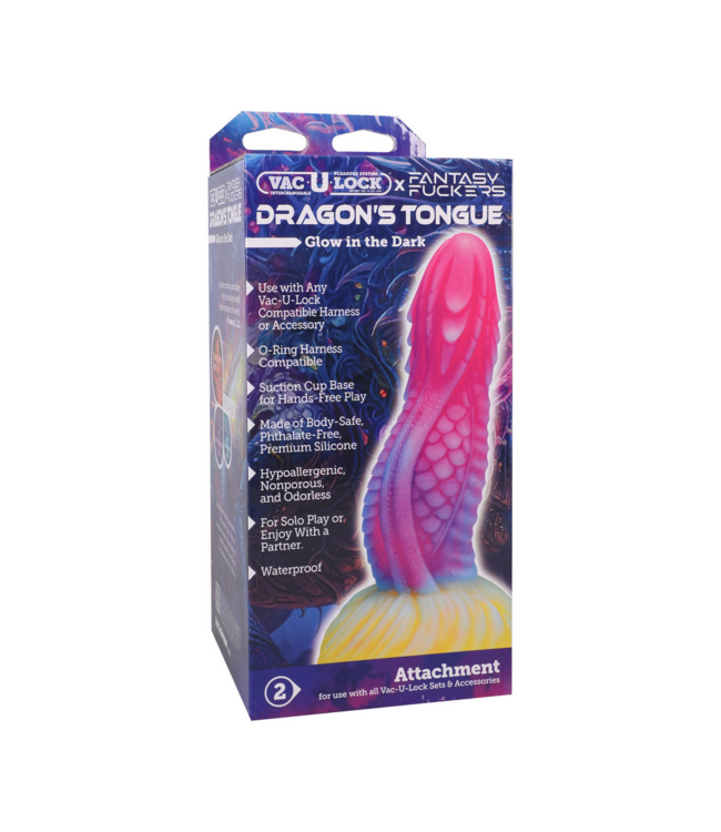 Doc Johnson Cosmic Adventure Draak Tongue Dildo 18,4 cm – Multicolor Glow in the Dark