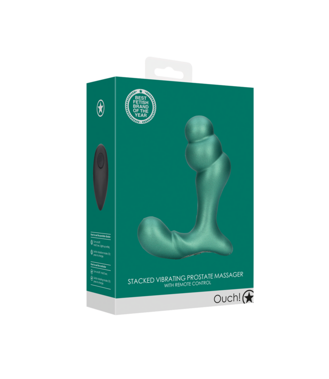 Ouch! Gestapelde Groene Prostaatmassager met Afstandsbediening - 10 Vibraties