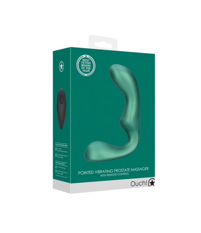 Ouch! Green Remote Control Pointed Prostate Massager - 10 Vibration Patterns