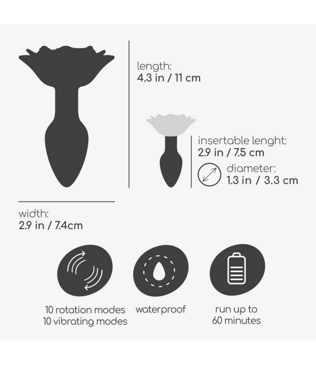 Crushious Giulietta 7.7 cm Rotating Anal Rose Plug with Remote Control - Red