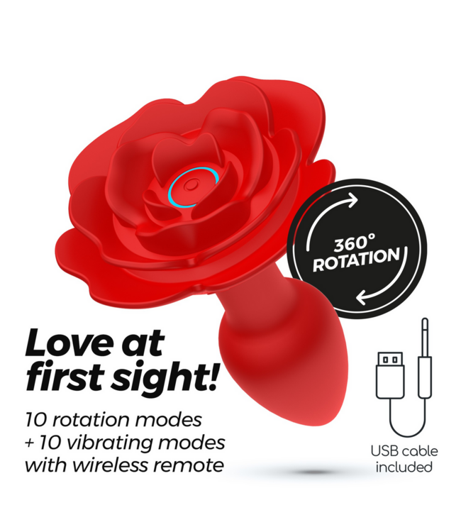 Crushious Giulietta 7.7 cm Rotating Anal Rose Plug with Remote Control - Red