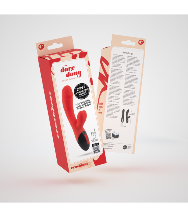 Crushious Dare Dong Rood Rabbit Vibrator - 8 Modes, Waterdicht & Oplaadbaar Genot